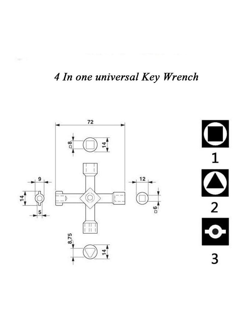 Generic - Universal Square Wrench Tool, Key Wrench Cross Switch for Elevator, Cabinet, Gas Meter & More (Blued), 4-Way Utility Keys - Image 1