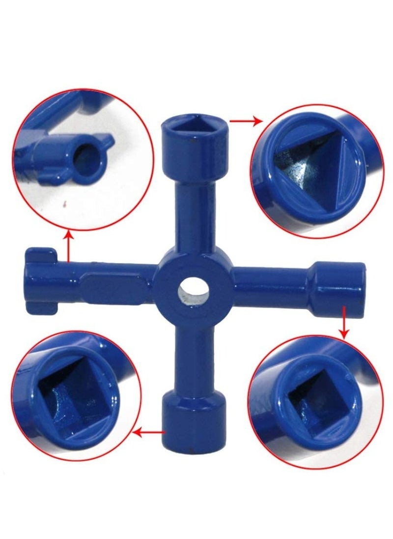 Generic - Universal Square Wrench Tool, Key Wrench Cross Switch for Elevator, Cabinet, Gas Meter & More (Blued), 4-Way Utility Keys - Image 1