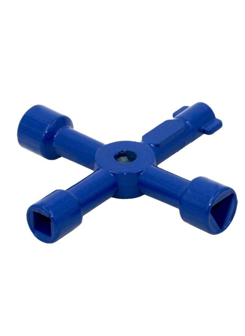 Generic - Universal Square Wrench Tool, Key Wrench Cross Switch for Elevator, Cabinet, Gas Meter & More (Blued), 4-Way Utility Keys - Image 1