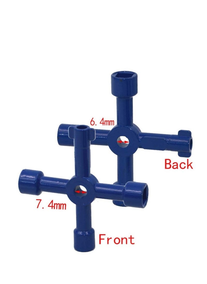 Generic - Universal Square Wrench Tool, Key Wrench Cross Switch for Elevator, Cabinet, Gas Meter & More (Blued), 4-Way Utility Keys - Image 1