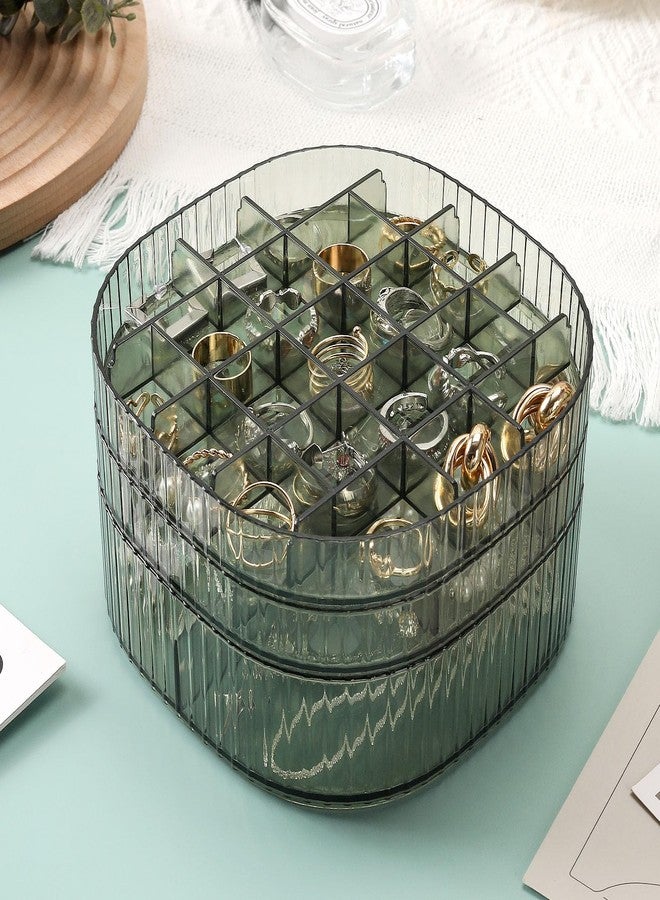 Sunkaioo Earring Organizer,Stackable 3-Layers Clear Jewelry Box with Lid,Stud Earring Organizer for Women Girls,Earring Box Display Holder for Earrings Ring Studs Bracelet Necklace Crafts(Round Green) - Image 5