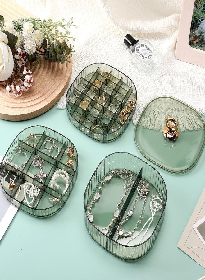 Sunkaioo Earring Organizer,Stackable 3-Layers Clear Jewelry Box with Lid,Stud Earring Organizer for Women Girls,Earring Box Display Holder for Earrings Ring Studs Bracelet Necklace Crafts(Round Green) - Image 3