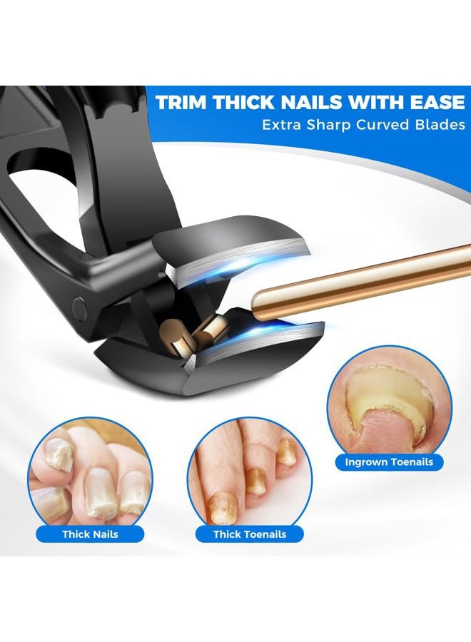 Fumax Nail Clippers for Men Thick Toenails, Angled Large Toe Nail Clippers for Thick Nails for Seniors, Heavy Duty Sharp Toenail Clippers with Catcher, Mess Free Fingernail Clippers for Women - Image 3
