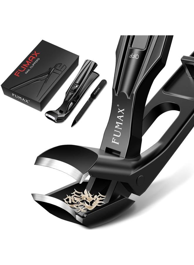 Fumax Nail Clippers for Men Thick Toenails, Angled Large Toe Nail Clippers for Thick Nails for Seniors, Heavy Duty Sharp Toenail Clippers with Catcher, Mess Free Fingernail Clippers for Women - Image 1