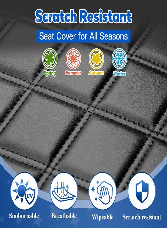 NOKINS 4PCS Golf Cart Diamond Seat Covers Kit, Front and Rear Seat Covers Fits EZGO TXT 1994-2013 OEM Ordinary Seat Cushion, No Need to Staples, Durable Breathable vinyl (Black&Black Stitching) - Image 4