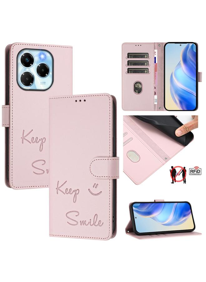 Zaboon Case For Infinix Note 40X 5G Smile Embossing RFID Leather Phone Case - Image 1