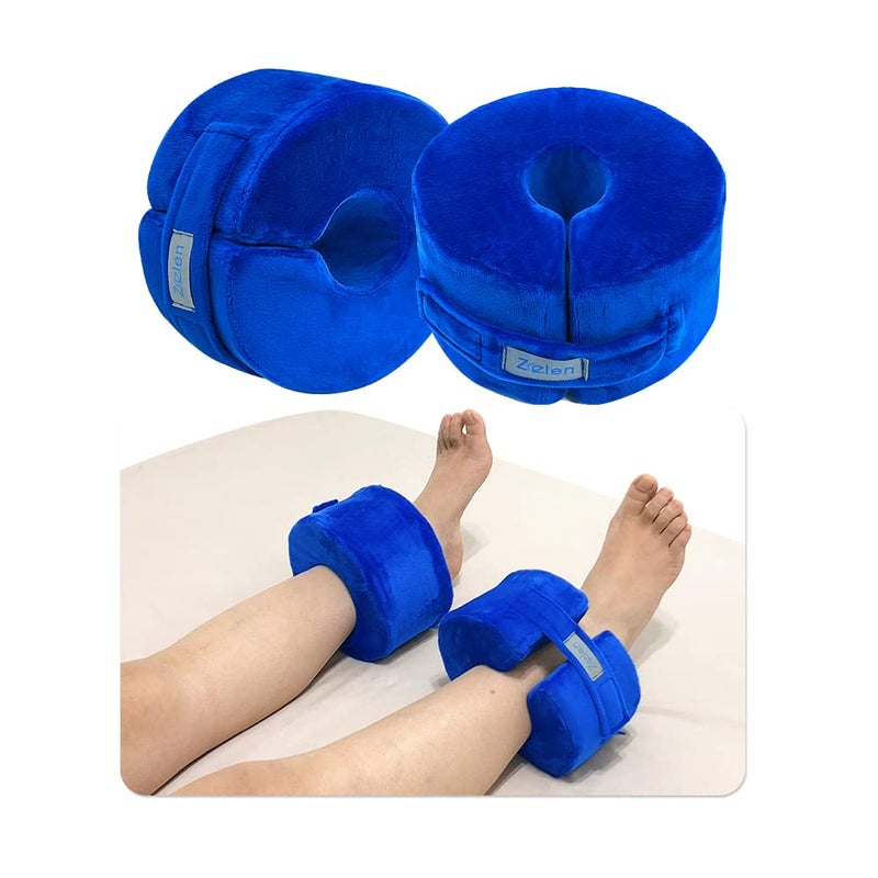 Zelen Foot Support Pillows Heel Ankle Protector Foot Cushion for Pressure Sores Ulcer Bed Sore Pads Cushion Leg Rest Pillow Supports Sore Feet Pillow Ankle Foam for Sleeping Blue 1 Pair