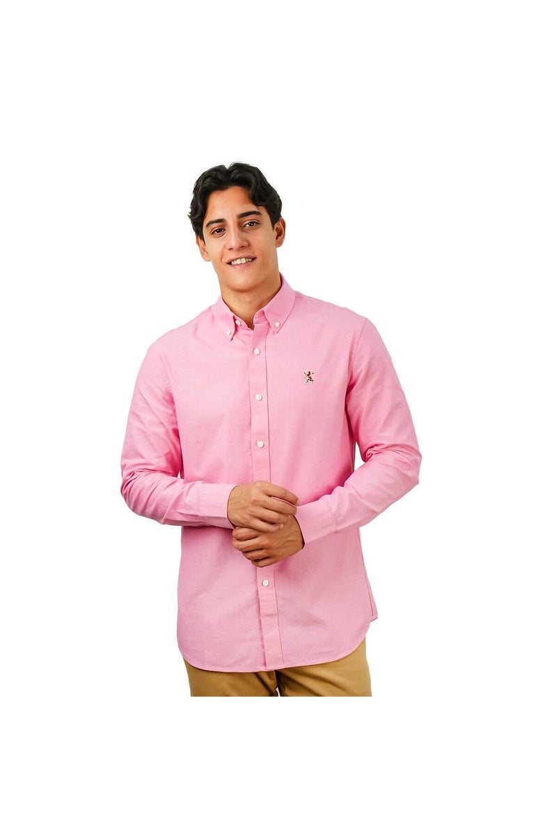 GIORDANO Men's Pink Oxford Shirt - Image 1