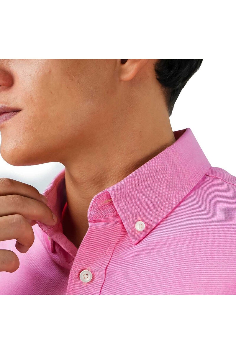 GIORDANO Men's Pink Oxford Shirt - Image 3