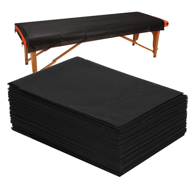 20 PCS Thick Massage Table Sheets Sets Disposable SPA Bed Sheets Non Woven Fabric Lash Bed Cover 31 X 70 Black