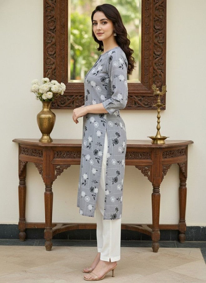Saka Designs Floral Printed Knee Length Kurta - Image 3