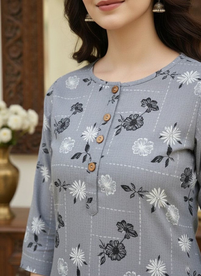 Saka Designs Floral Printed Knee Length Kurta - Image 2