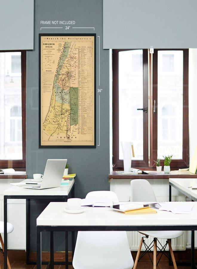 HISTORIX Vintage 1881 The Journeys and Deeds of Jesus Map – 24x36 Inch Biblical Wall Art with Scriptural Index – Illustrated View of Palestine for Bible Study & Faith-Based Decor - Image 4