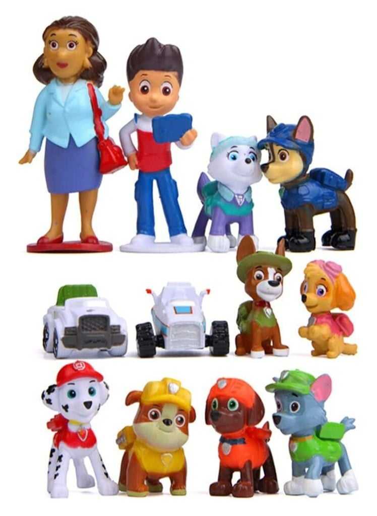 Generic Paw Doggy Patrol Cake Toppers – Set of 12 Dog Patrol Party Supplies Cupcake Figurines with Keychain – Durable and Safe Materials - Ideal for Birthday Cake Decoration, Ornaments 