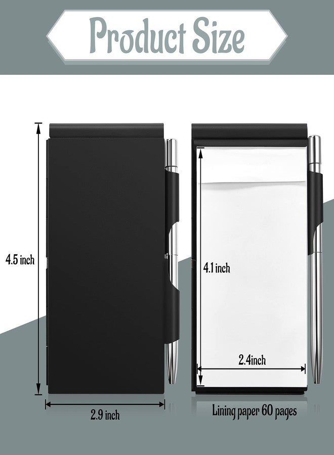 Tenare 2 Pieces Metal Pocket Notebook with Pen and Refillable Paper, Aluminum Flip Mini Notepad Holder, Small Journal with Pen Holder for Office Supplies Christmas gifts(Black) - Image 2