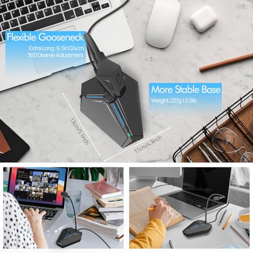 CMTECK Computer Microphone, G006Plus USB Desktop Condenser PC Laptop Mic, Mute Button with LED Indicators, Compatible with Windows/Mac (with Volume Knob) - Image 2