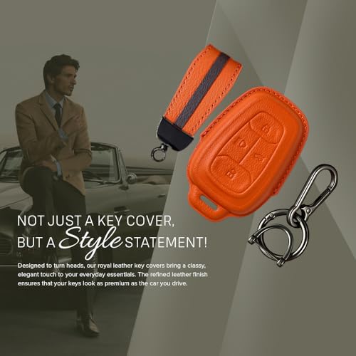 Keyzone Royal Leather Key Cover for Tata Nexon, Harrier, Safari, Altroz, Punch, Tigor 4 Button smart Key (Cognac Brown) - Image 5
