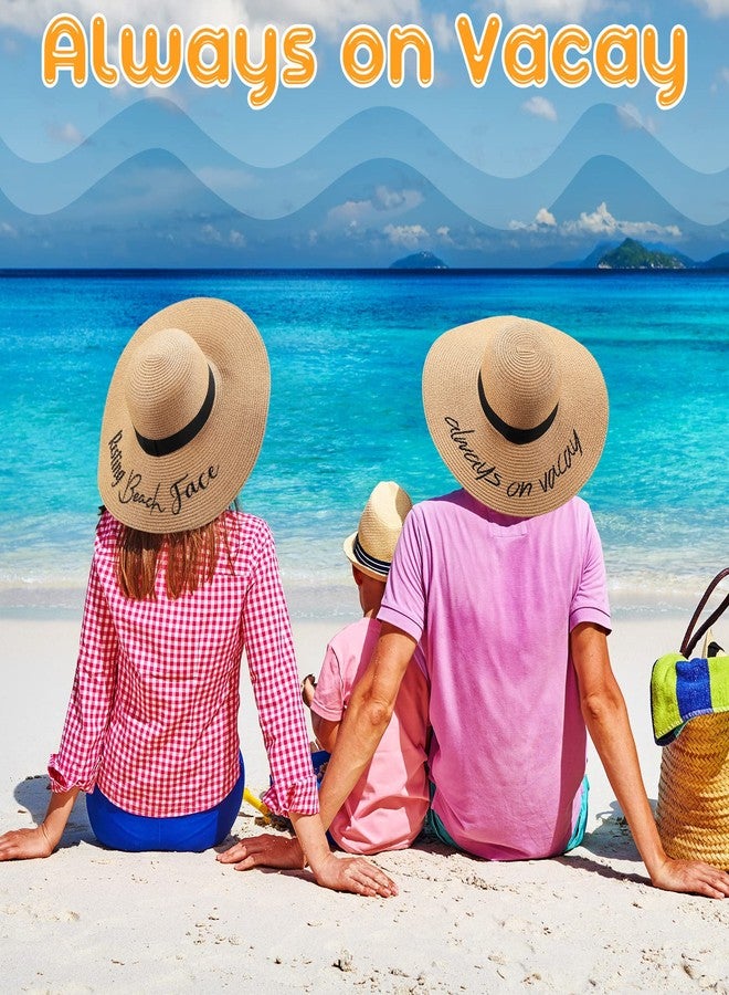 Sureio 6 Pcs Beach Hat for Women Summer Floppy Embroidered Foldable Sun Hat Large Brim Adjustable Straw for Vacation Travel - Image 5