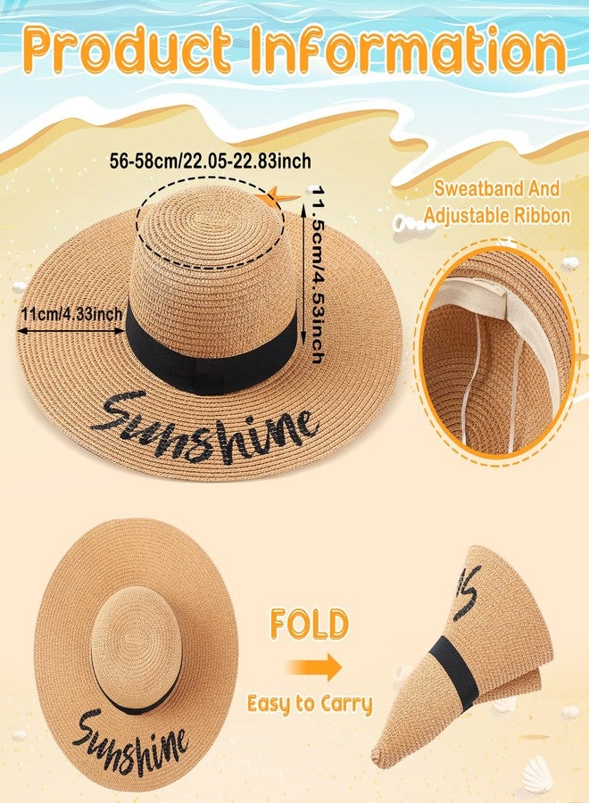 Sureio 6 Pcs Beach Hat for Women Summer Floppy Embroidered Foldable Sun Hat Large Brim Adjustable Straw for Vacation Travel - Image 2