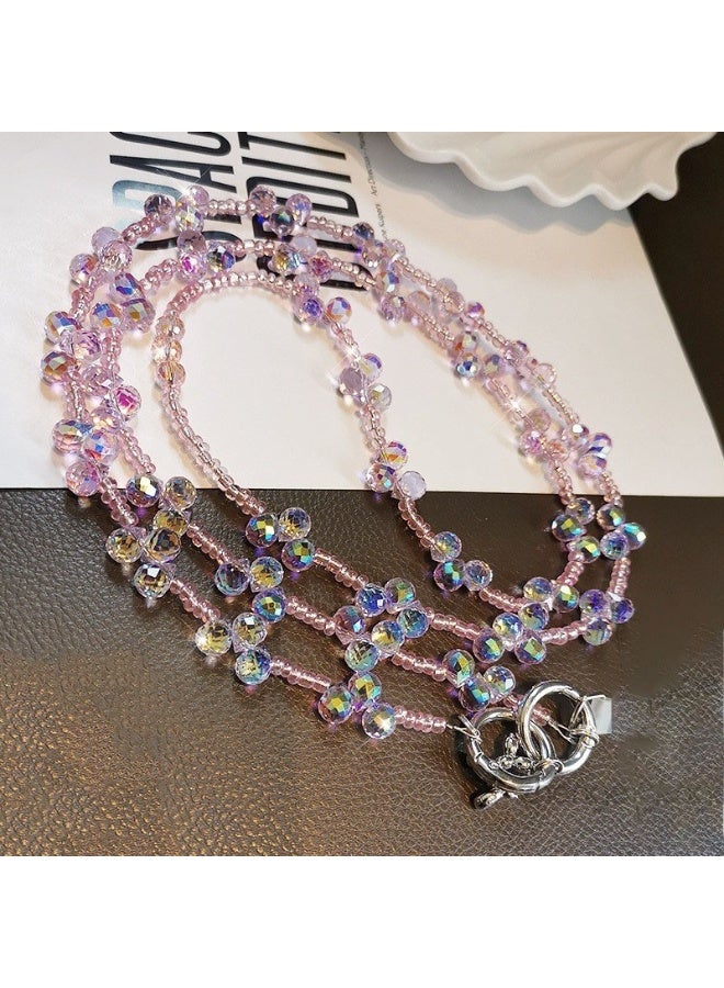 NIBEMINENT Phone Charm/ Chain Strap for Women Girls, Water Droplet Crystal Cell Phone Case Lanyard Wrist Strap，Pink