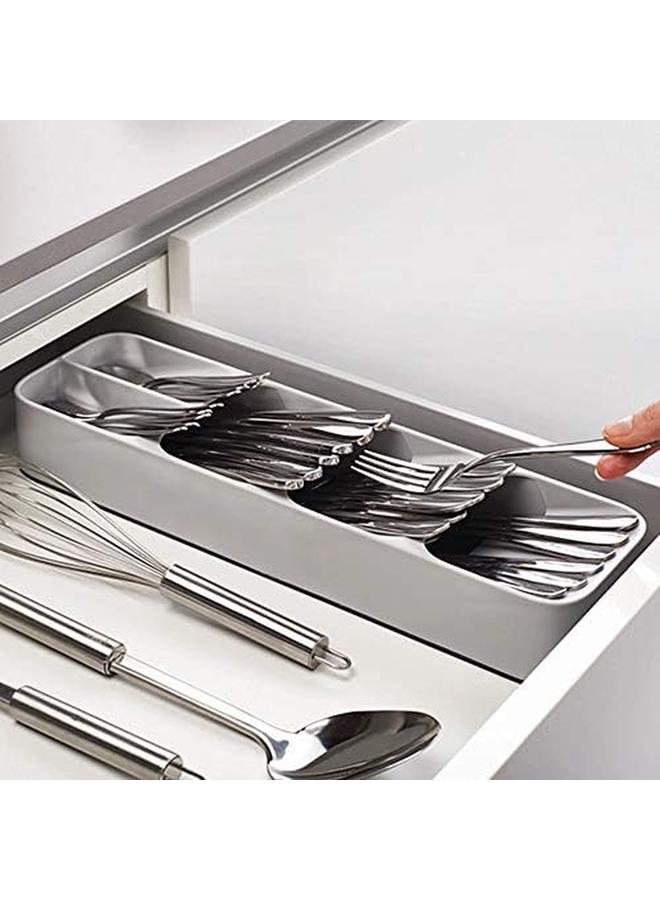 SHOWAY Kitchen Drawer Cutlery Organizer Tray Utensils Store Holder Rack For Cutlery Silverware Compact And Gadgets Organizer Tools Divider Storage Cabinet Plastic Drawer - Image 2