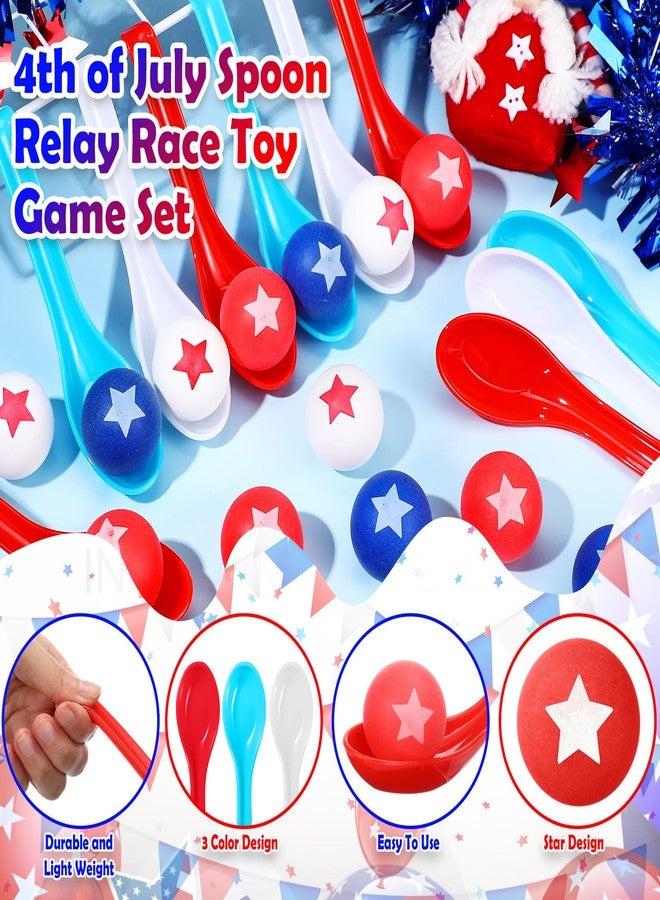 PullCrease 24 Pack Patriotic Spoon Relay Race Set Ball and Spoon Race Game for 4th of July Independence Day Labor Day Indoor Outdoor Party Game Supplies(Red, Blue, White,Star) - Image 4