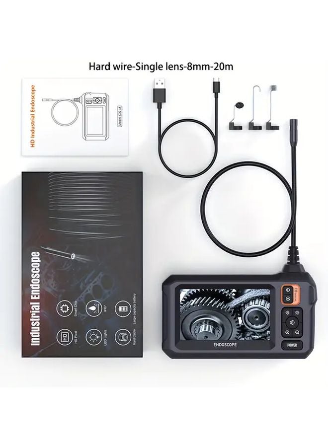 8mm HD Digital Borescope 4.3 Inch IPS LCD Snake Camera With 8 LED Lights 15m Semi Rigid Cable - Image 1