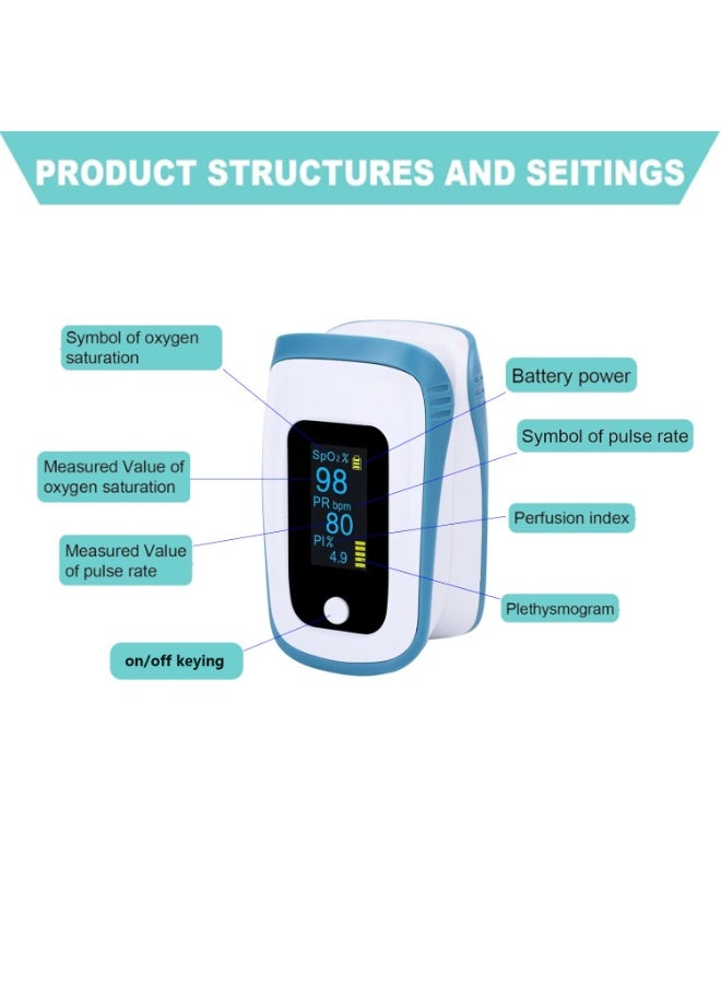 جهاز قياس الأكسجين ومعدل النبض باليد – شاشة OLED دقيقة وسريعة، يعمل ببطاريات، مع حبل تعليق، مثالي للرياضة والنشاطات الخارجية - Image 3