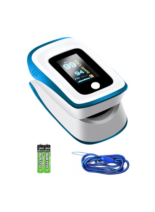 جهاز قياس الأكسجين ومعدل النبض باليد – شاشة OLED دقيقة وسريعة، يعمل ببطاريات، مع حبل تعليق، مثالي للرياضة والنشاطات الخارجية - Image 1