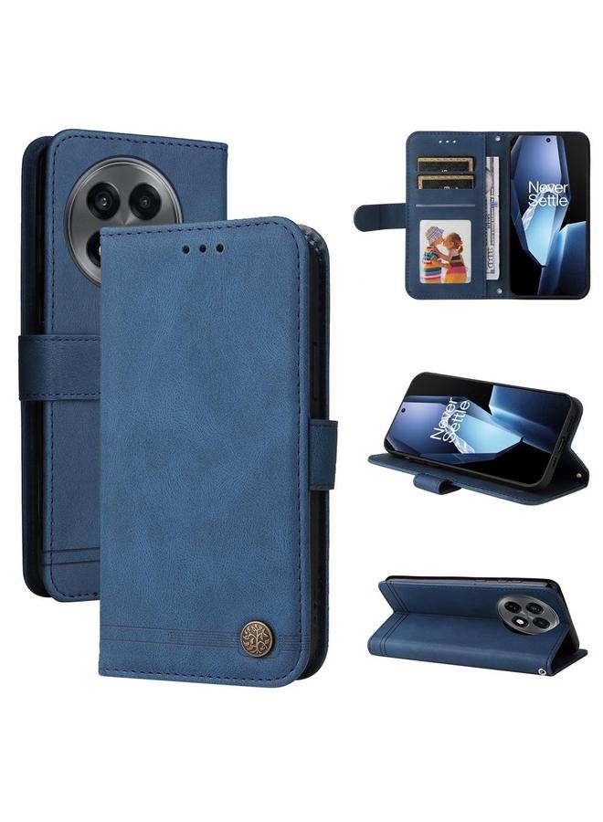 Zaboon For OnePlus 13R / Ace 5 / Ace 5 Pro Skin Feel Life Tree Metal Button Leather Phone Case(Blue) 