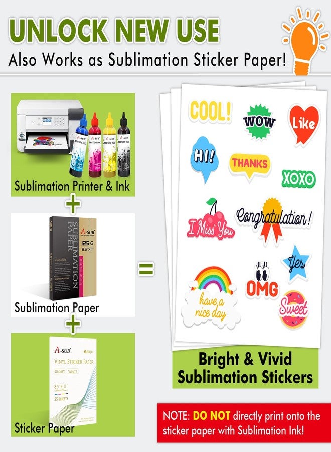 A-SUB 55 Sheets Vinyl Sticker Paper for Inkjet Printer - Glossy Printable Vinyl 8.5x11 Inch Waterproof Sticker Paper for DIY Any Decal You Like - Image 3