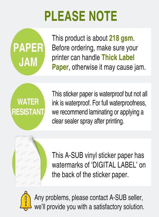 A-SUB 55 Sheets Vinyl Sticker Paper for Inkjet Printer - Glossy Printable Vinyl 8.5x11 Inch Waterproof Sticker Paper for DIY Any Decal You Like - Image 4