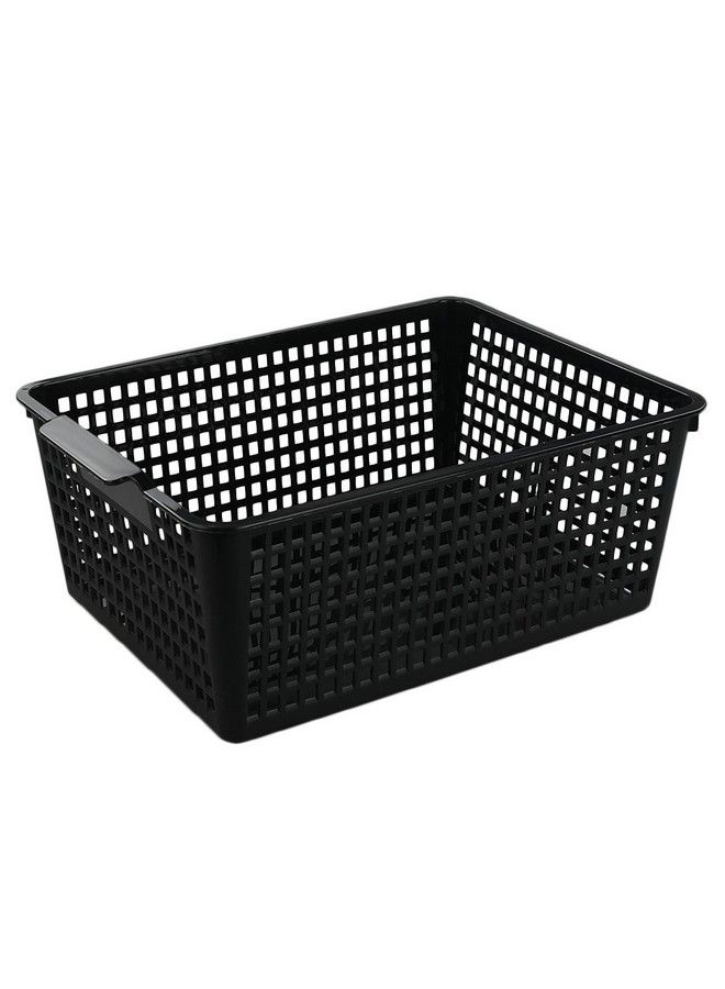 Begale Large Plastic Storage Bins Basket Organizer Black Set Of 3 - Image 2