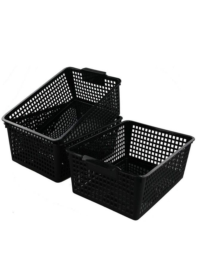 Begale Large Plastic Storage Bins Basket Organizer Black Set Of 3 - Image 5