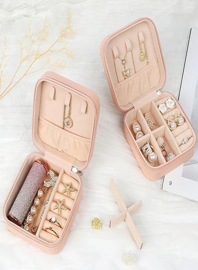 REDITEX Leather Mini Jewelry Travel Case Small Travel Jewelry Organizer Portable Jewelry Box Travel Mini Storage Organizer Portable Display Storage Box For Rings Earrings Necklaces Gifts, Multicolor - Image 3