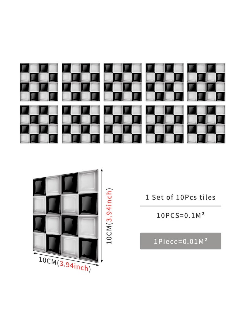 general 10 Pcs 3D Mosaic Pattern Printed Self Adhesive Wallpaper 10x10x1cm - Image 1