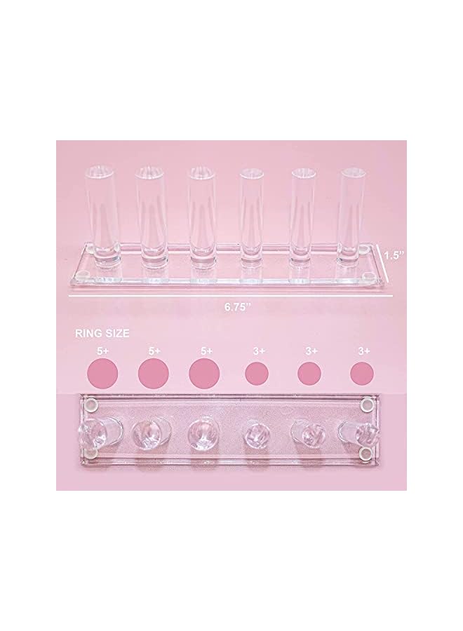 The Bros 6 Rod Ring Holder Jewelry Stand, Clear Acrylic Ring Display Organizer For Girls Room, Small Cylinder Storage For Multiple Rings For Women  - Image 3