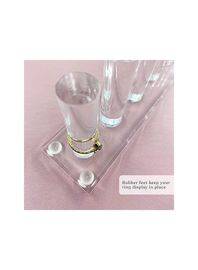 The Bros 6 Rod Ring Holder Jewelry Stand, Clear Acrylic Ring Display Organizer For Girls Room, Small Cylinder Storage For Multiple Rings For Women  - Image 5