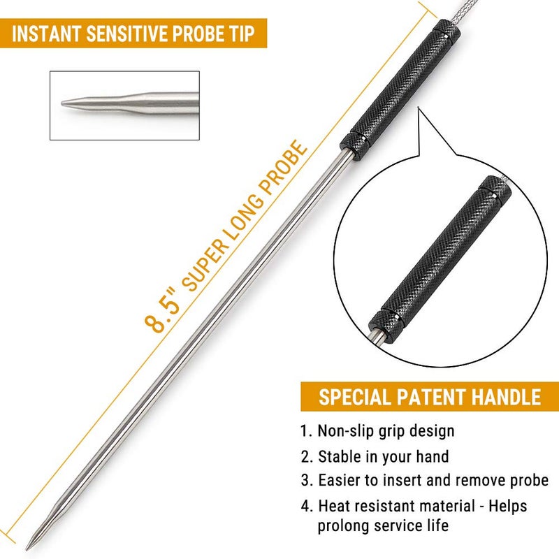 ThermoPro Official Stainless Steel Probe Replacement Stainless Meat Probe for TP25,TP27 (Black) - Image 2