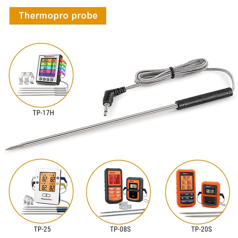 ThermoPro Official Stainless Steel Probe Replacement Stainless Meat Probe for TP25,TP27 (Black) - Image 4