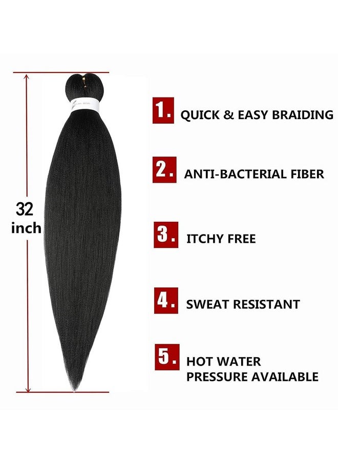 ShowCoco Pre Stretched Braiding Hair Natural Black Long Braiding Hair 32 Inch 3 Packs Braiding Hair Extensions Professional Synthetic Fiber Crochet Twist Braids(32Inch,1B#)  - Image 2