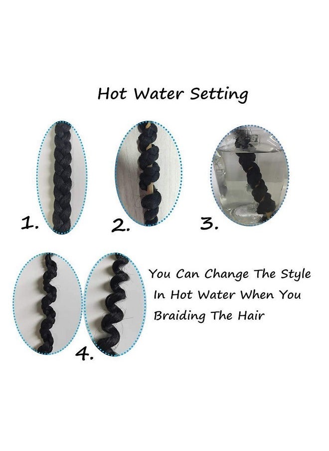 ShowCoco Pre Stretched Braiding Hair Natural Black Long Braiding Hair 32 Inch 3 Packs Braiding Hair Extensions Professional Synthetic Fiber Crochet Twist Braids(32Inch,1B#)  - Image 5