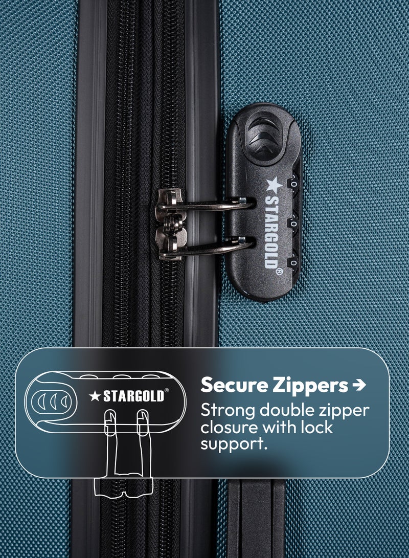 ستارجولد مجموعة أمتعة من 4 قطع، حقيبة سفر صلبة من مادة ABS مع سحاب قابل للتمدد، وعجلات دوارة 360 درجة، وقفل رقمي، وحقيبة سفر خفيفة الوزن بعجلات - Image 4