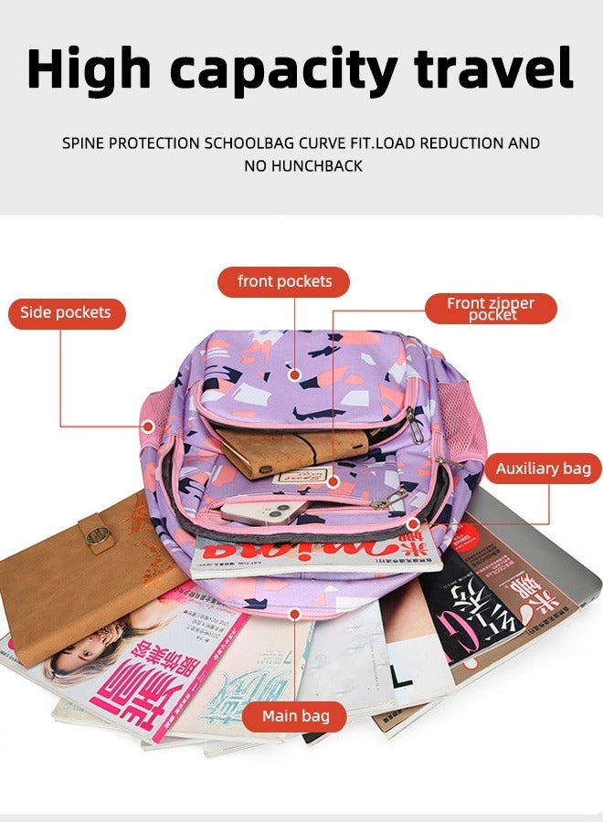 Joychic طقم حقيبة ظهر مدرسية كبيرة السعة مقاومة للماء من النايلون 3 قطع مع جيب أمامي للطلاب في المرحلة المتوسطة والثانوية - Image 4
