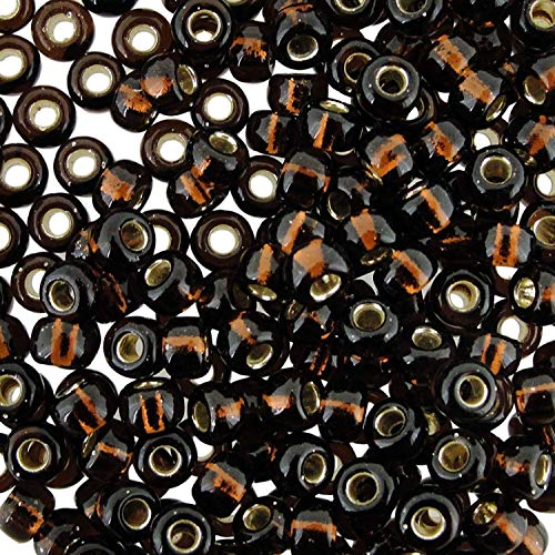Miyuki Round Rocaille Seed Beads Size 6/0 20gm Silver Lined (SL) Dark Topaz - Image 1