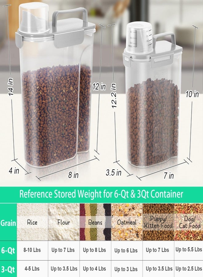 TBMax Rice Container 2 Pack, Airtight Cereal Container Oatmeal Storage with Easy-pouring Spout & Handy Cup for Flour Grain Beans, Pet Dog Cat Bird Food Storage Dispenser-Light Grey - Image 2