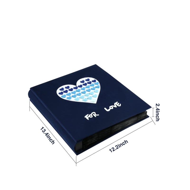 SOLARAE ألبوم صور الأطفال 4x6 600 صورة، ألبومات صور 4x6، ألبومات صور بغطاء قماشي 4x6، ألبومات صور بسعة كبيرة، ألبوم صور عائلية، ألبوم صور كبير لطيف (600 صورة، قلب أزرق) - Image 4