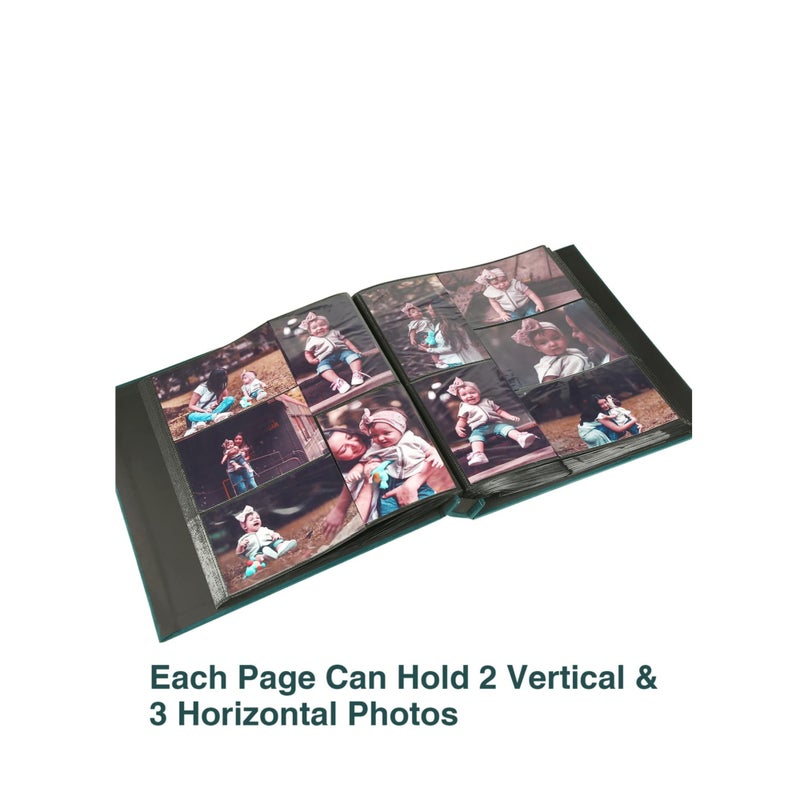 SOLARAE ألبوم صور الأطفال 4x6 600 صورة، ألبومات صور 4x6، ألبومات صور بغطاء قماشي 4x6، ألبومات صور بسعة كبيرة، ألبوم صور عائلية، ألبوم صور كبير لطيف (600 صورة، قلب أزرق) - Image 2