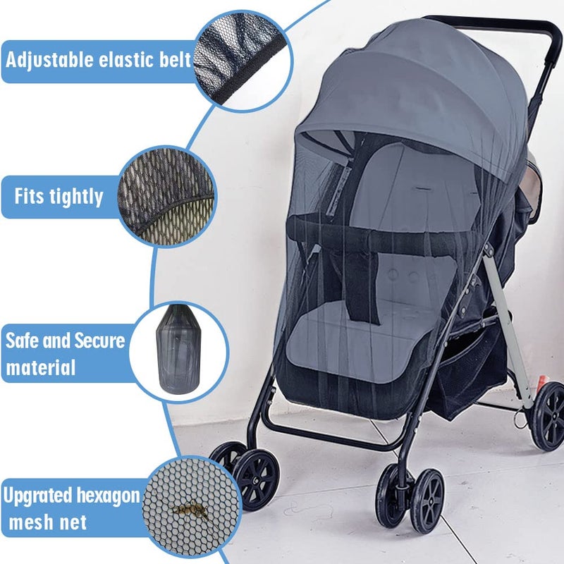 Wanateber Mosquito Net for Stroller 2Pack - Protective Baby Mosquito Bug Net for Strollers, Bassinets, Cradles, Playards, Pack N Plays and Portable Mini Crib (Navy) - Image 3
