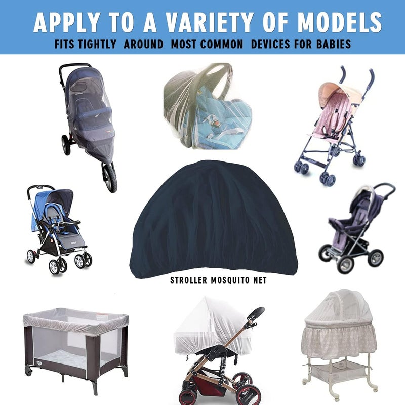 Wanateber Mosquito Net for Stroller 2Pack - Protective Baby Mosquito Bug Net for Strollers, Bassinets, Cradles, Playards, Pack N Plays and Portable Mini Crib (Navy) - Image 5